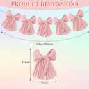 1Pcs Pink Bow Garland Banner for Coquette Birthday Decorations, 5Ft Pre-Strung Bow Swirl Garland, Hanging Bow Decoration for Girls, Baby Shower, Table Decor, Wedding, Bachelorette, Bridal Shower