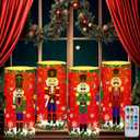 Tiamon 4 Pcs Christmas Nutcracker Flameless Candles Battery Operated LED Candles with Remote Warm Light Flickering Pillar Set for Xmas Holiday Table Decorations