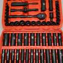 Llndei 3/8Drive Impact Socket Set,Standard SAE(5/16 to 3/4-Inch) Metric Size(8-22mm), 95 Piece, CR-V Steel Deep&Shallow Kit, Adapters, Ratchet Handle, Screwdriver Bit Set, Spark Plug Socket, 6 Point