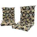 LVTXIII 2 Pack Outdoor/ Indoor High Back Chair Cushions, Deep Seat Patio Seat and Back Cushion Set, Stuffed High Rebound Foam Rocking Chair Cushions, 44"x22"x4", Black Yellow Crosby