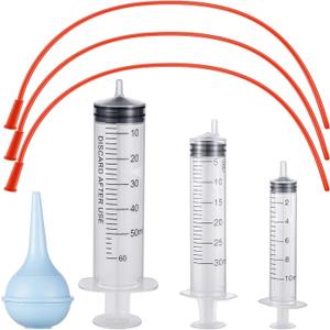 7 Pack Tube Feeding Kit for Puppies Puppy Feeding Tube Include 3 Pack 8 FR Red Give Food Pipes 3 Pack 10 ml 30 ml 60 ml Syringes Bulb Syringe for Lamb Goat Small Dog Whelping Kitten Measuring Watering