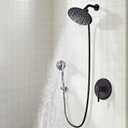 HUCKLE Shower Faucet Set, 8 Inch Round High Pressure Rain Shower Head and Handheld Sprayer, Filtered Bathroom Set Included Valve Trim Kit, Matte Black