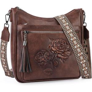 Crossbody Bags for Women Trendy Vegan Leather Hobo Purses Embossed Shoulder Handbag Lightweight Travel Purse