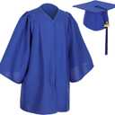 Matte Preschool and Kindergarten Graduation Cap Gown Set with Year Charm Tassel (Blue)