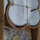 17.7" Rattan Flush Mount Ceiling Light, 3-Light Boho Close to Ceiling Light Fixtures, Rattan Bedroom Ceiling Light, Farmhouse Large Drum Chandelier for Dining Room, Kitchen, Hallway(Yellow)