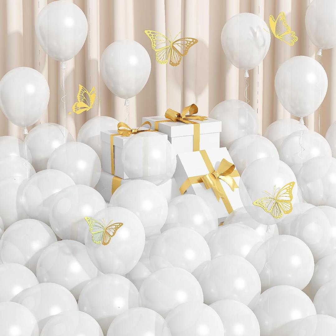 Pearl White Balloons 5 Inch, 100 PCS Small Pearl Balloon Cream Clear White Latex Balloons for Arch, White Helium Mini Balloons for Women White Birthday Wedding Baby Shower Anniversary Party Decoration