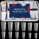 Full Cover Duck Nail Tips,Long Duck Acrylic Nails Clear Curved False Nail Tips, Wide French Fake Nails For Extensions Home DIY Nail Tips Art 12 Sizes 120Pcs