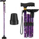 Walking Cane ATMTV Cane for Woman | Mobility & Daily Living Aids | 5-Level Height Adjustable Walking Stick | Comfortable Plastic T-Handle Portable Folding Cane with Replace Tip Purple Flower