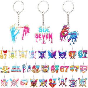Equsion 30 Pcs Ice Cream Drip Baseball Acrylic Keychains Back to School Gifts, Acrylic Backpack Tags for Fun Party Favors Team Gifts (6-7 Meme)