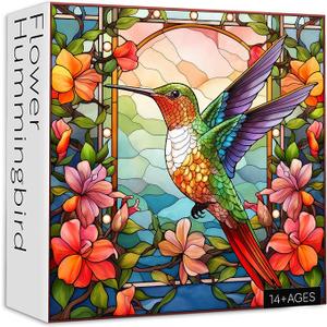 Glass Hummingbird Puzzles for Adults 1000 Pieces, Impossible Hard Puzzles for Adults, Art Jigsaw Puzzles 1000 Pieces as Wall Decor