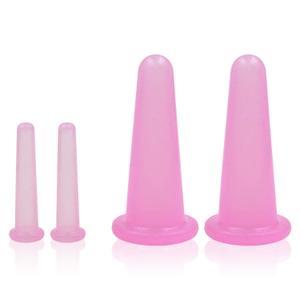 4 Pcs Facial Cupping Set,Natural Silicone Facial Massage Cup for Body,Face,Neck,Back,Eye Massage,Vacuum Tank,Perfect for Body,Facial Care,Anti-aging Beauty Tool (2 Small&2 Large, Pink)
