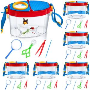 36 Pcs Bug Catcher Kit Insect Catching Outdoor Explorer Kit with Insect Transfer, Tweezers, Magnifying Glasses, Sticks, Observation Cages, Shoulder Straps for Kids Gift(Blue)