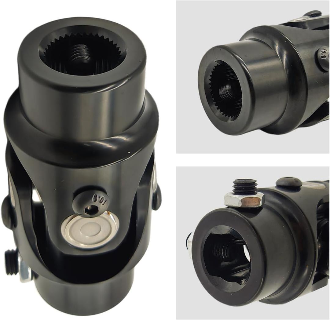 3/4" 36 Spline X 3/4" DD Steering Shaft U Joint Single Universal Joint Coupling (Black, 3-1/4" Length)