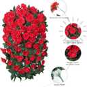Artificial Geraniums Flowers Faux Plants for Outdoors Outside Spring Decor, 2 PCS UV Resistant Fake Silk Hanging Flowers Long Trailing Vines Look Real for Outdoor Planters Patio Porch Garden, Fuchsia