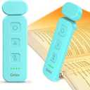 Gritin Reading Light, Rechargeable Book Light for Reading in Bed - Eye Caring 3 Color Temperatures, 5-Level Dimmable Brightness, Long Lasting, Compact Size Clip on Book Lamp for Bookworms-Blue