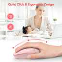 TECKNET Wireless Mouse, 2.4G Quiet Computer Mouse with USB Receiver, 4 Buttons Portable Cordless Mice for Chromebook, Laptop, PC, Mac, 800/1200/1600 DPI - Pink