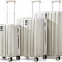 Hanke Expandable Hardshell Luggage Sets 3 piece Carry on Luggage with Wheels Suitcases Lightweight Checked Travel Luggage Rolling Large Suitcase Travel Luggage Bag Woman Men 20/24/29 Inch(Ivory White)