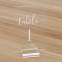 Clear Acrylic Wedding Table Numbers 1-10 with Stand- 4x6 Inch Clear Acrylic Table Numbers and Holders for Wedding Party Reception
