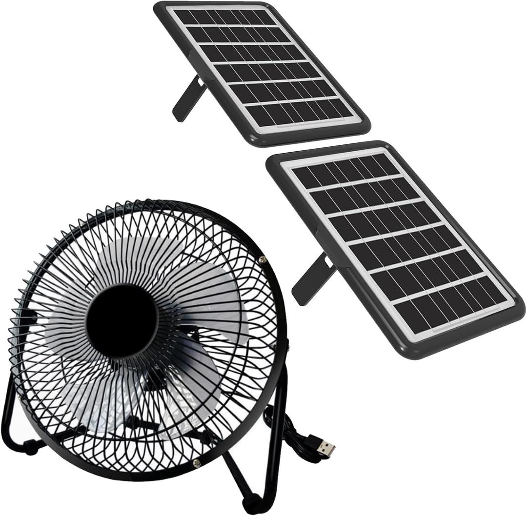 8 Inch Solar Fan with Dual Solar Panels, 25W Powerful Solar Powered Fan for Air Circulation and Cooling in Greenhouse, Pet House, Chicken Coop, Garage, Camping, Install-Free