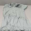 Womens Casual Short Sleeve Button Down Blouse Cotton Linen Midi Dress Summer Casual Loose Tiered Swing Dresses L