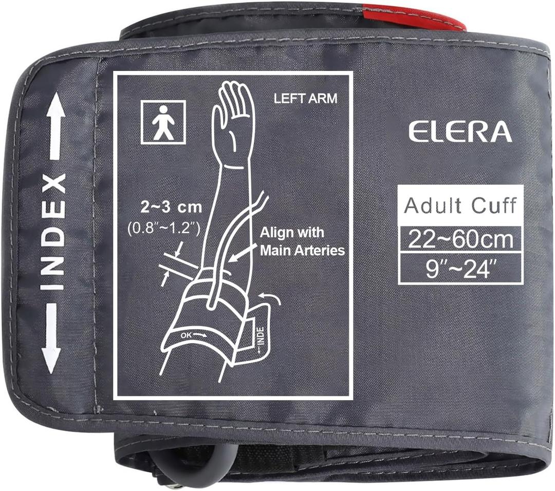ELERA Extra Large Blood Pressure Cuff (9"-24" | 22-60cm) - XL Replacement BP Cuff for Big Arms, Compatible with Most BP Monitors, Adult Cuff Only - 6 Connectors