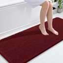 OLANLY Bathroom Runner Rugs 59x24, Soft Absorbent Chenille Bath Rugs, Rubber Backing Quick Dry, Machine Washable Long Bath Mats for Bathroom Floor, Tub and Shower, Home Decor Accessories, Burgundy