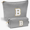 Initial Makeup Bag, Travel Toiletry Bag, Personalized Gifts for Women Girls Monogrammed Gifts for women, Cute Stuff for Teen Girls Wedding Bridal Gifts Preppy Things for Teen Girls Black B