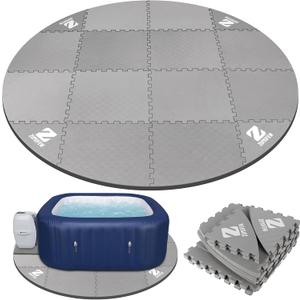 Hot Tub Mat for Inflatable Tub, 77IN Hot Tub Pad Foundation, Upgraded Thickened Eva Foam Padding for Outdoor Hot Tubs | Interlocking Patio Tiles Outdoor (1/2" Thickness), EVA-round1.2