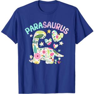 Parasaurus Watercolor Floral Funny Paraeducator Dinosaur T-Shirt Ladies Small