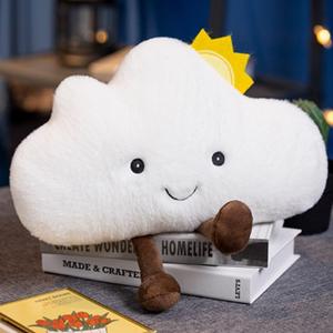 OUKEYI Sun Shaped Plush Pillow,Smiling Fun Filled Sun, Stars, Moon, Cloud Shaped Plush Toys for Home Decoration, as Birthday Gifts for Children and Girls (Clouds)