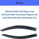 Window Visors Rain Guards for 2009-2018 RAM 1500 Regular/Standard Cab