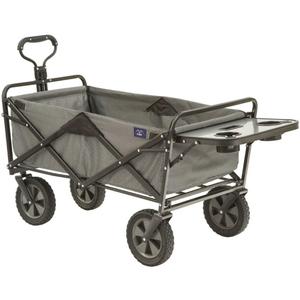 Mac Sports Collapsible Outdoor Utility Wagon with Folding Table and Drink Holders, Gray