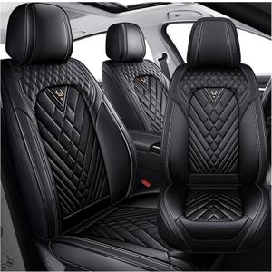 Front Set for Toyota Sienna Car Seat Covers 2000-2026, Waterproof Nappa Leather Car Seat Protector, Comfortable and Anti-Slip Car Seat Cover&Accessories(2 Seats/Black)
