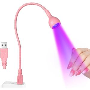AORAEM UV LED Nail Lamp, 3W Portable Duck Neck UV Nail Lamps Dryer Gel Polish Curing Light with Pink Gooseneck for Gel Nails Tips USB Plug Play Nails Salon and Home DIY (Small)