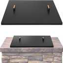 Fire Pit Lid Square 34", Heat Resistant Metal Firepit Cover with 2 Wooden Handles for Square Patio Fire Pit, Compatible for Firepits Inside Dia Up to 32"