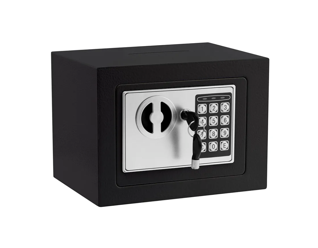 MLJ 0.23 Cu ft Safe,Small Safe Box for with Code and Keys,Mini Home Safes for Money,with Digital Electronic Security Keypad Lock Box for Personal Items for Home Office Hotel(Black)