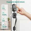 AkaGear DS10 Keyless Entry Door Locks - Keypad Lock with Handle Set, Fingerprint Deadbolt, Smart Locks for Front Doors, Auto-Lock & One Touch Locking, 2 Keys, Easy Installation - Matte Black