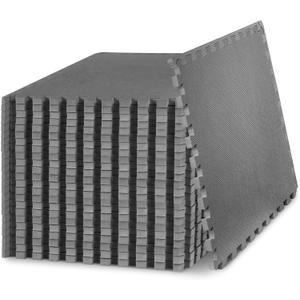 ProsourceFit Weaved Pattern Extra Thick Exercise Puzzle Mat ¾-inch, EVA Foam Interlocking Tiles for Protective, Cushioned Flooring for Home and Gym Equipment; Grey, 24 SQ FT, 6 Tiles