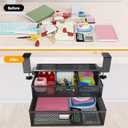 Under Desk Drawer Organizer No Drill Metal Under Desk Storage Drawer Container 2 Slide Out Cabinet Drawer Suitable for Home And Office (Medium)