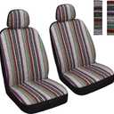 Baja Saddle Blanket Car Seat Covers Front Set with Seat Belt Pads, Washable Breathable Seat Covers for Cars, Universal Fit Interior Covers for Most Sedan Truck SUV, Airbag Compatible, Red
