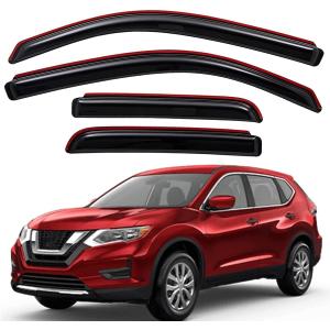 Lightronic Extra Durable Clip-on In-Channel Auto Vent Window Visor, Fits 2014-2020 Nissan Rogue (EXCLUDES Rogue Sport), UV Protection Rain Guard, Original Window Deflector, No-Drill, Dark Smoke, 4-Pcs