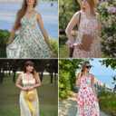 Scarlet Darkness Women's Floral Midi Dress Corset Sundresses 2026 Summer Spring Vacation Milkmaid Dresses White Navy Floral, Size: L