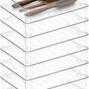 7Pack Desk Drawer Organizers, 6"*9" makeup acrylic drawer organizer trays for vanity, bathroom, office, nightstand, junk for kitchen drawer, Versatile plastic drawer divider storage bins