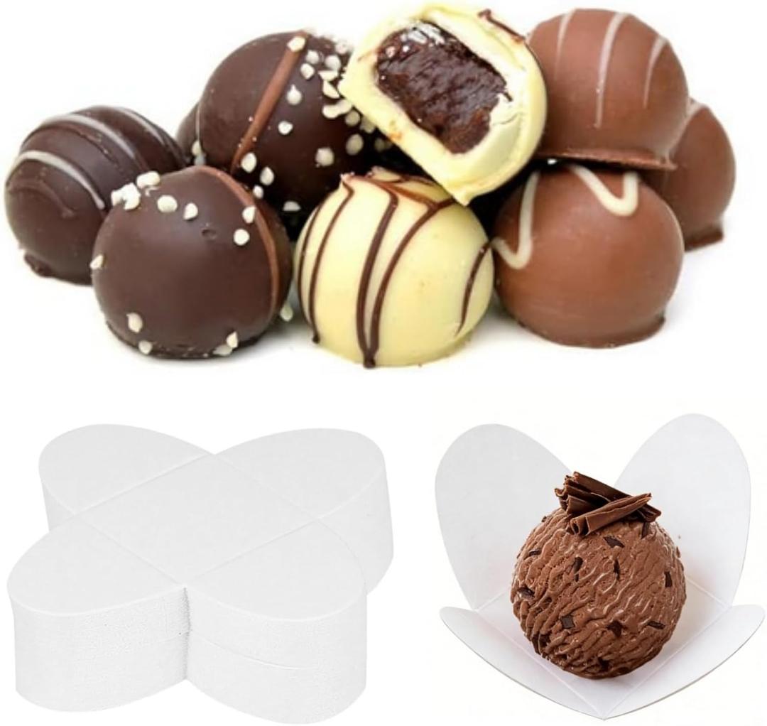 NOLITOY 200Pcs Paper Chocolate Truffle Wrappers Candy Trays, 1.29 Inch Dessert Candy Holders for Valentine Day Wedding Party Birthday Party Decor