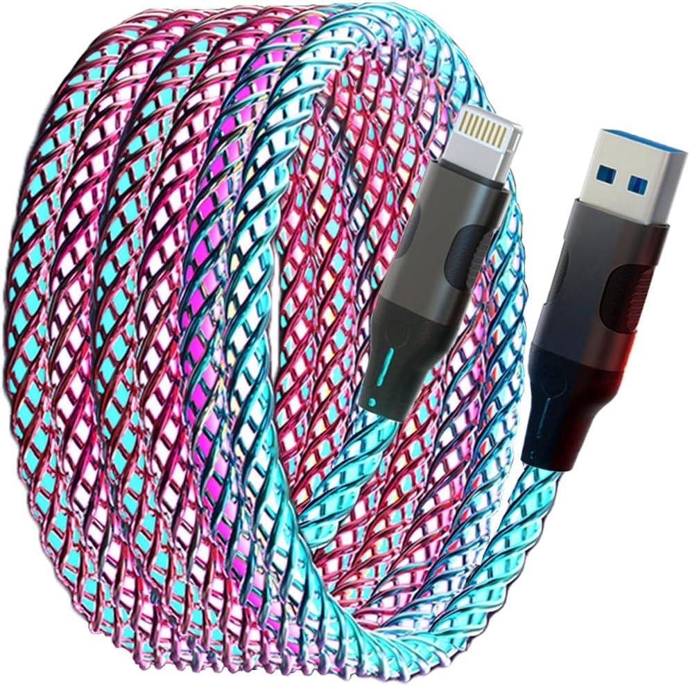 LED iPhone Charger Cable, 3.3ft [MFi Certified] RGB Colorful Gradual Light Up iPhone Lightning Cable USB Fast Charging Data Cord for iPhone 14 13 12 11 Pro Max XR XS X 8 7 6 Plus SE iPad More (3.3FT)