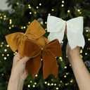3 x 18Pcs Vintage Velvet Christmas Bows - 6 Inch Rustic Cozy Ribbon Bow Ornaments for Christmas Tree, Wreaths, Garland, Gift Wrapping, DIY Crafts & Xmas Home Decoration (Brown, Khaki, Beige)