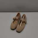 Mary Jane Shoes Women Ballet Flats with Arch Support, Flats for Women Square Toe Comfortable Knit Flats with Ankle Strap, Washable Casual Office Shoes (5, Khaki)