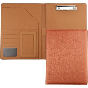 Enyuwlcm PU Leather Portfolio Folder with Clipboard Clip Padfolio for Women Interview School Office Business (Gloden)