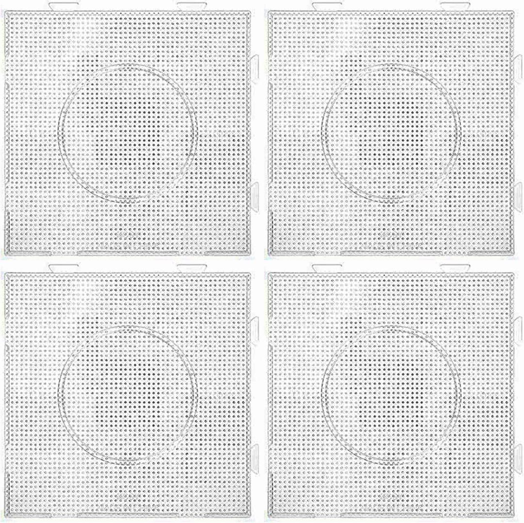 4pcs - 2.6mm Mini Fuse Beads Boards, Large Clear Pegboards Kits, with Gift 4 Lroning Paper