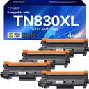 TN830XL TN830 Compatible Toner Cartridge for HL-L2460DW DCP-L2640DW Replacement for Brother TN-830 XL/V/R Toner Cartridges with MFC-L2820DW HL-L2400D HL-L2405W HL-L2460DWXL Printers (4Pack, Black)